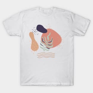 Abstract shapes dots and leaves digital design T-Shirt